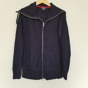 Ralph Lauren Jeans  navy blue zip front sweater L
